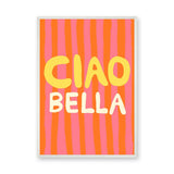 Typography Retro Pop-Art Wall Decor – Ciao Bella Stripes in Pink and Orange
