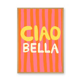 Typography Retro Pop-Art Wall Decor – Ciao Bella Stripes in Pink and Orange