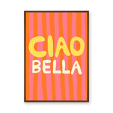 Typography Retro Pop-Art Wall Decor – Ciao Bella Stripes in Pink and Orange