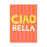 Typography Retro Pop-Art Wall Decor – Ciao Bella Stripes in Pink and Orange