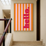 Typography Retro Wall Decor – Orange and Pink Striped Home Print