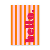 Typography Retro Wall Decor – Orange and Pink Striped Home Print