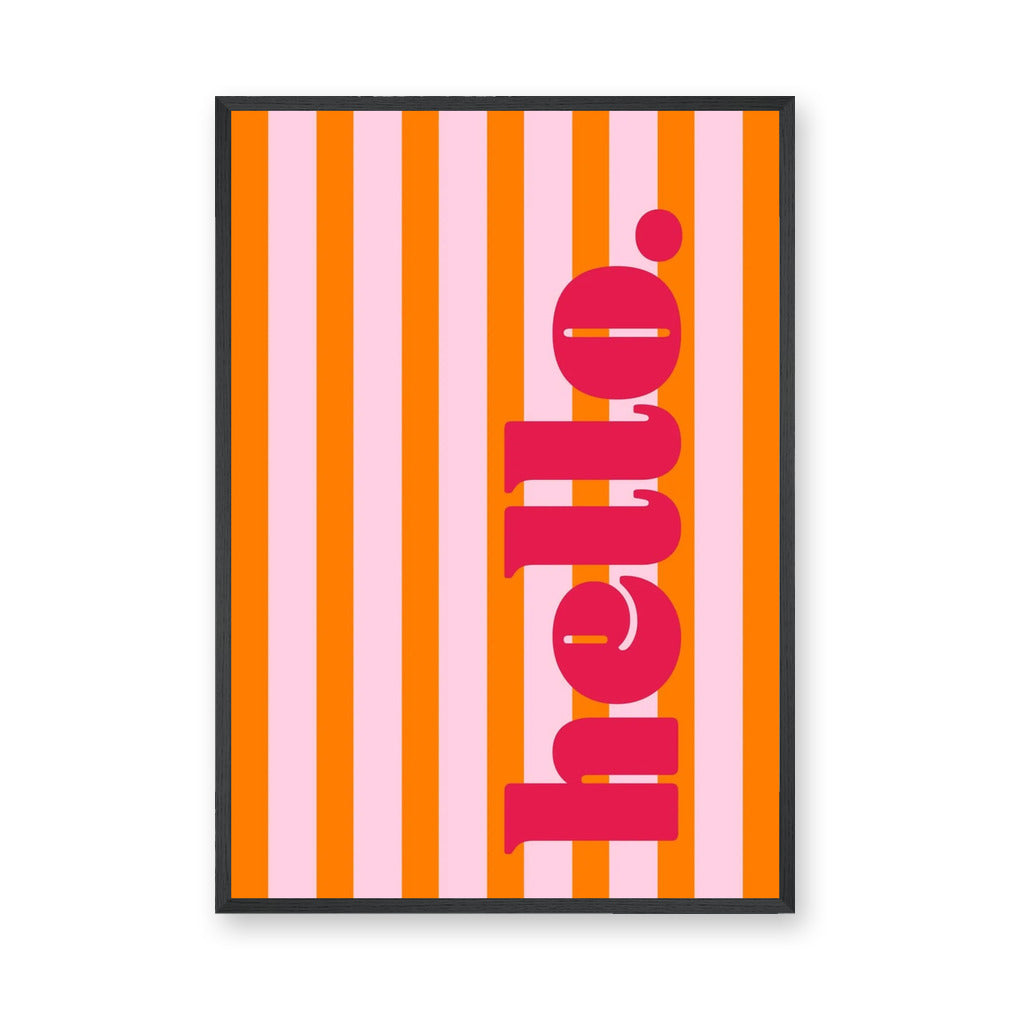 Typography Retro Wall Decor – Orange and Pink Striped Home Print