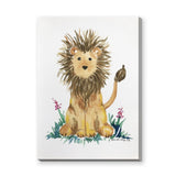 Watercolor Lion Cub Wall Art Poster – Cute Floral Safari Nursery Print