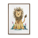 Watercolor Lion Cub Wall Art Poster – Cute Floral Safari Nursery Print