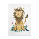 Watercolor Lion Cub Wall Art Poster – Cute Floral Safari Nursery Print