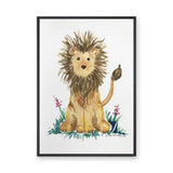 Watercolor Lion Cub Wall Art Poster – Cute Floral Safari Nursery Print