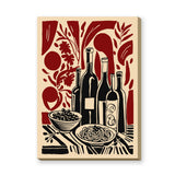 Wine Table Still Life Modern Wall Art Poster – Red Botanical Dining Print