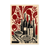 Wine Table Still Life Modern Wall Art Poster – Red Botanical Dining Print