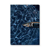 Yacht Ocean Modern Wall Art Poster – Overhead Boat on Deep Blue Water
