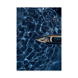 Yacht Ocean Modern Wall Art Poster – Overhead Boat on Deep Blue Water