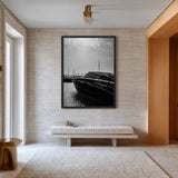 Yacht Photography Modern Wall Art Poster – Black and White Marina Scene