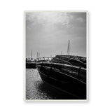 Yacht Photography Modern Wall Art Poster – Black and White Marina Scene