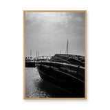 Yacht Photography Modern Wall Art Poster – Black and White Marina Scene