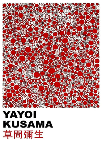 Yayoi Kusama Abstract Pop-Art Wall Art Print – Red Dot Typography Print