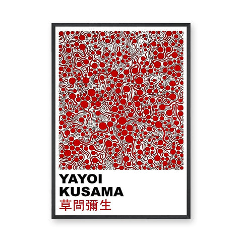 Yayoi Kusama Abstract Pop-Art Wall Art Print – Red Dot Typography Print